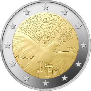 2€ Juhlaraha Ranska 2015 70th anniversary of peace in europe