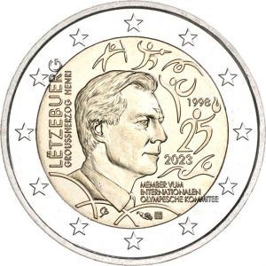 2€ CC Luxemburg 2023 25th anniversary of Grand Duke Henri as a member of the International Olympic Committee