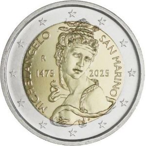 2€ CC San Marino 2025 550th Anniversary of the Birth of Michelangelo
