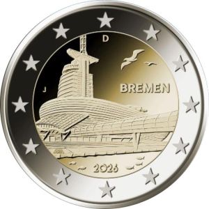 2€ Juhlaraha Saksa 2026 Bremen (A,D,F,G,J)