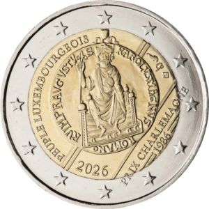 2€ CC Luxemburg 2026 40th anniversary of the award of the International Charlemagne Prize to the people of Luxembourg