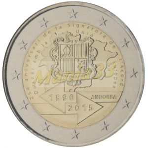2€ Juhlaraha Andorra 2015 25th anniversary Customs  with EU Bu