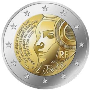2€ Rulla Ranska 2015 Liberte,national holiday