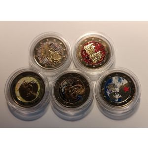 5kpl 2€ väritetyt
