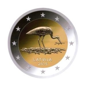 2€ Juhlaraha Latvia Stork